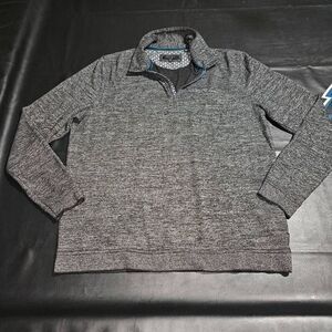 Ted Baker Mens Heathered Black 1/4 Zip‎ Pullover Sweater 6 2XL